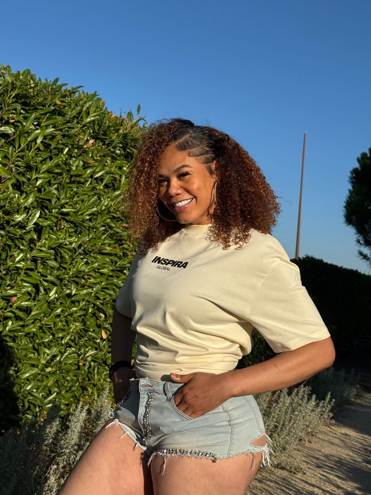 Today Is A New Day Oversized inspira global Tee (Sand Beige)